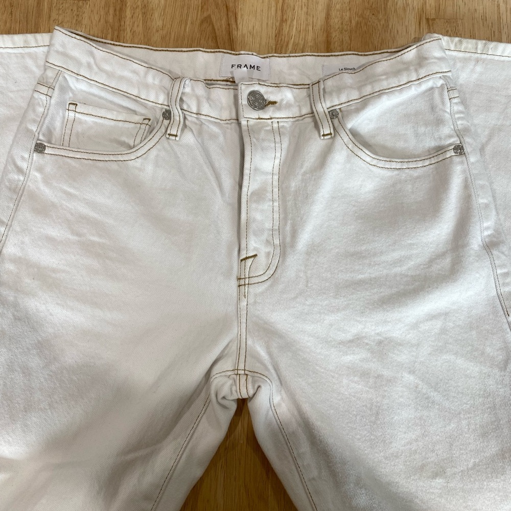 Frame Denim Straight Leg Jeans in Cream - Picture 7 of 13